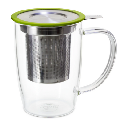 FORLIFE New Leaf Clear Tall Tea Mug Infuser & Lid