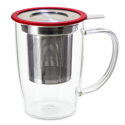 FORLIFE New Leaf Clear Tall Tea Mug Infuser & Lid