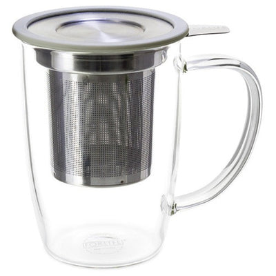 NewLeaf Glass Tall Tea Mug with Infuser & Lid - Teaware - Red Stick Spice Company